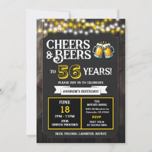 Invitation À la santé et bières pour 56 ans de fête d'anniver