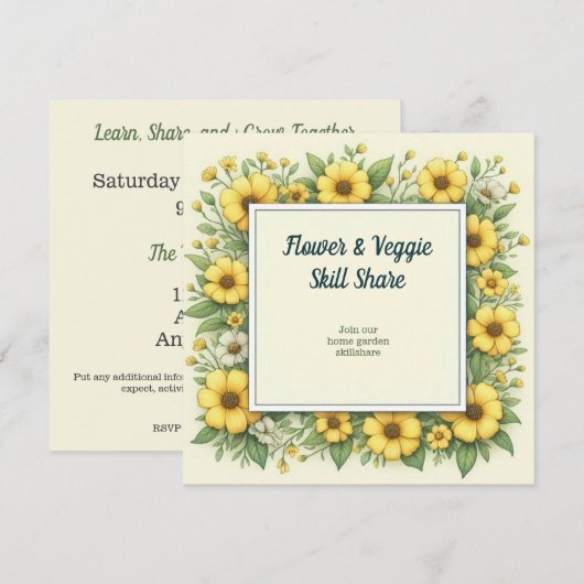Invitation à la session Sunflower sur Skillshare (Devant / Derrière)