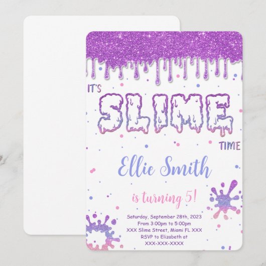 Invitation à la Slime Modifiable (Devant / Derrière)