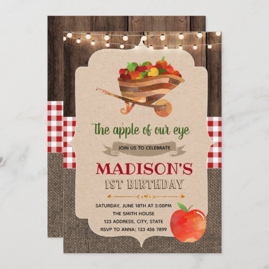 Invitation à la soirée à thème "Cute pomme" (Devant / Derrière)