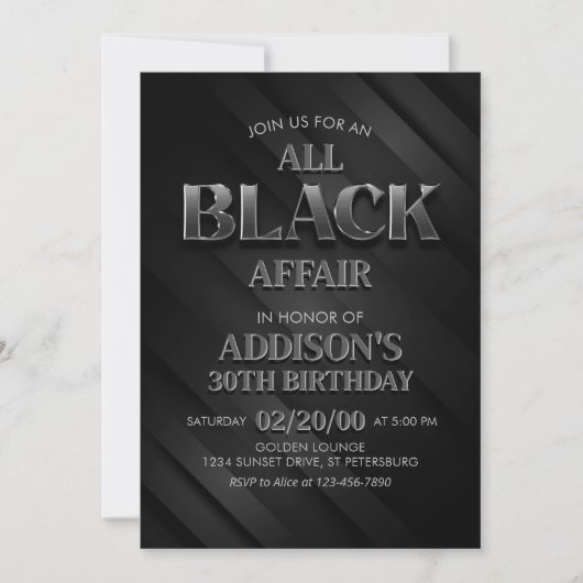 Invitation à la soirée Affaire Tout en Noir (Devant)