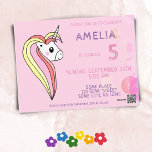 Invitation à la soirée Anniversaire de enfant de l<br><div class="desc">Jolie invitation d'anniversaire à la licorne pour les enfants. Invitation votre famille et vos amis à la fête d'anniversaire de votre enfant. La carte a une belle licorne avec crinière colorée et bulles roses. Personnalisez la carte avec tous les détails de votre fête. Idéal pour les filles qui aiment les...</div>
