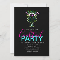 Invitation à la soirée artistique cocktails néon