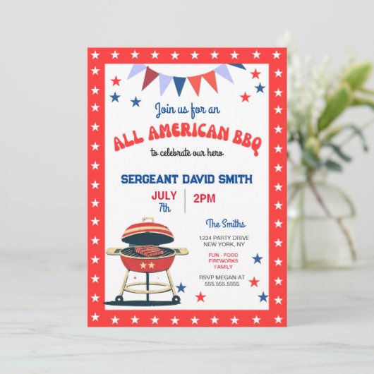 Invitation à la soirée BBQ américain (Debout devant)