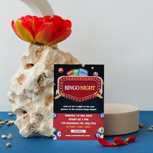 Invitation à la soirée Bingo noire et rouge