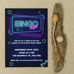 Invitation à la soirée Bingo Nuit Navy et Néon