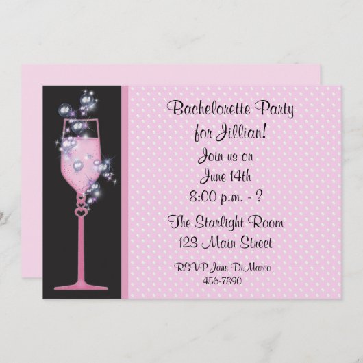 Invitation à la soirée boisson rose (Devant / Derrière)