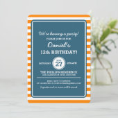 Invitation à la soirée branchée Orange/Navy Stripe (Debout devant)