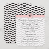 Invitation à la soirée Chevron Black White et Blus (Devant / Derrière)