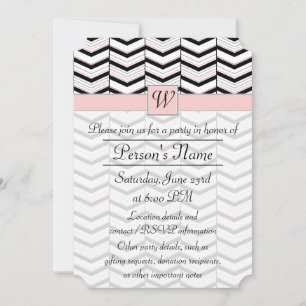 Invitation à la soirée Chevron Black White et Blus