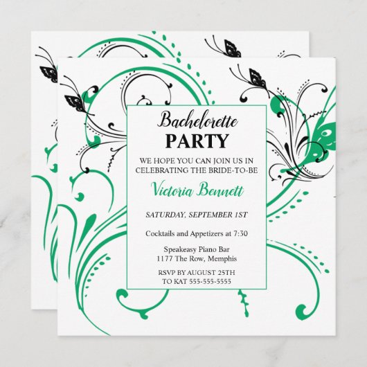 Invitation à la soirée chic de bachelorette (Devant / Derrière)