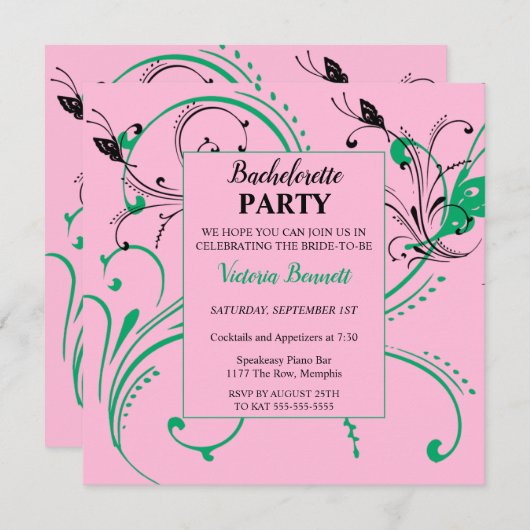 Invitation à la soirée chic de bachelorette (Devant / Derrière)