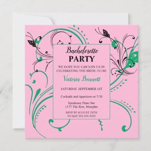 Invitation à la soirée chic de bachelorette (Devant)