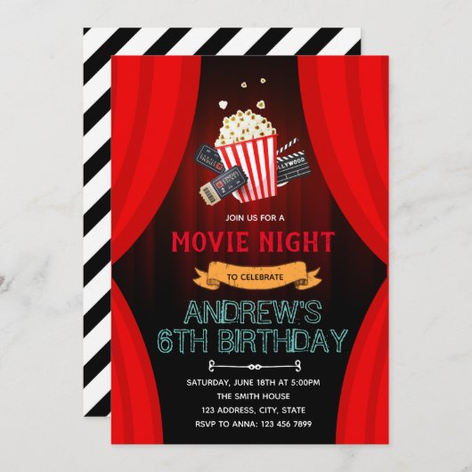 Invitation à la soirée cinéma soirée (Devant / Derrière)