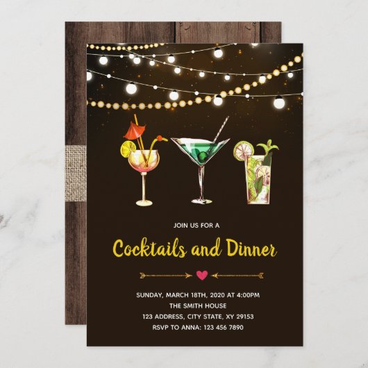 Invitation à la soirée cocktail (Devant / Derrière)