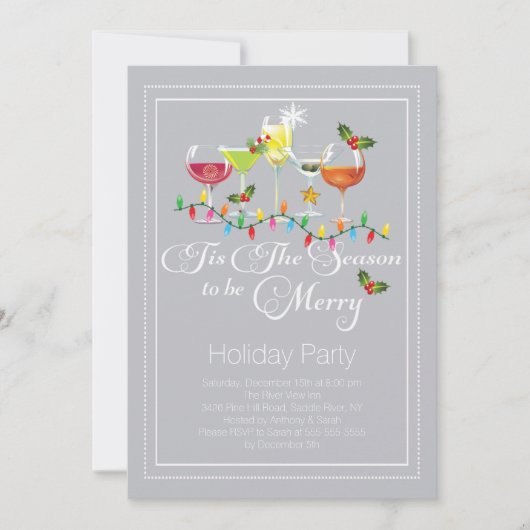 Invitation à la soirée Cocktail Be Merry Holiday (Devant)