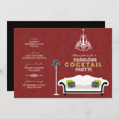 Invitation à la soirée cocktail Chic Zebra (en rou (Devant / Derrière)