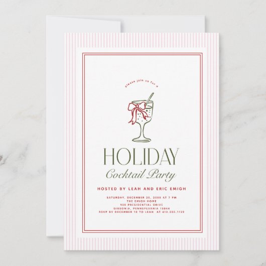Invitation à la soirée cocktail des Fêtes (Devant)