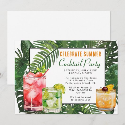 Invitation à la soirée Cocktail d'été (Devant / Derrière)