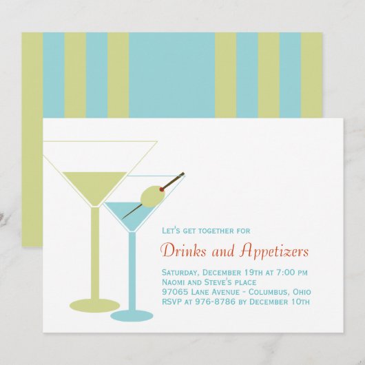 Invitation à la soirée cocktail moderne (Devant / Derrière)
