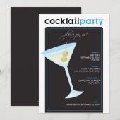 Invitation à la soirée cocktail moderne (aqua) (Devant / Derrière)
