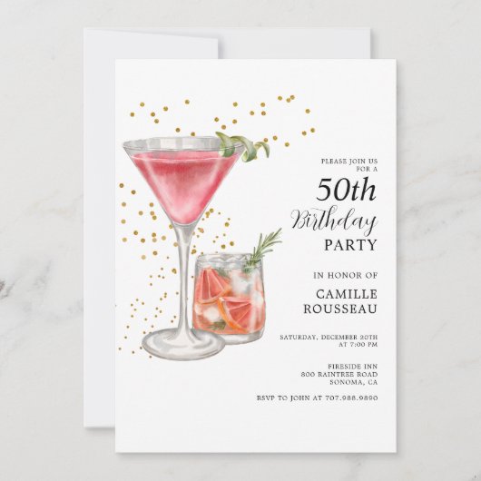 Invitation à la soirée cocktail pour 50 ans (Devant)