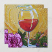 Invitation à la soirée cocktail Verre et Rose (Devant / Derrière)