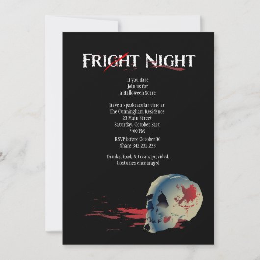 Invitation à la soirée costumée d'Halloween (Devant)