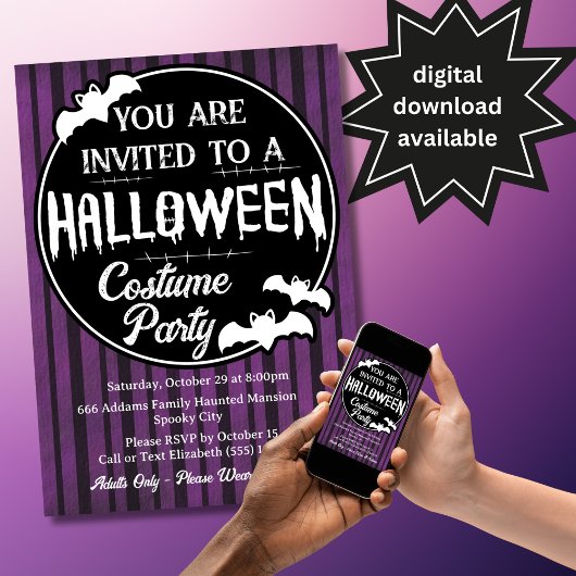Invitation à la soirée costumée d'Halloween des Ch