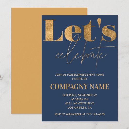 Invitation à la soirée d'affaires Navy Celebrons (Devant / Derrière)