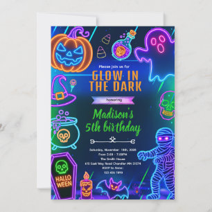 invitation à la soirée dansante Halloween néon