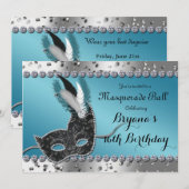 Invitation à la soirée dansante Masquerade Ball ar (Devant / Derrière)