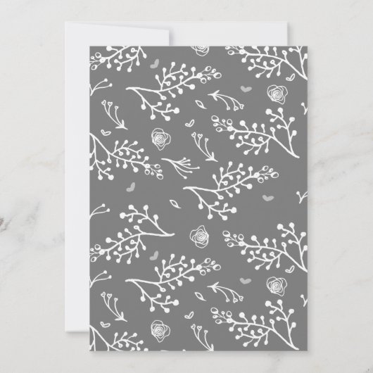 Invitation à la soirée d'après-mariage Floral Gris (Dos)