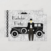 Invitation à la soirée de bachelor Gatsby Vintage  (Devant / Derrière)
