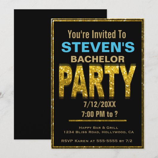 Invitation à la soirée de Bachelor | Or (Devant / Derrière)