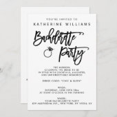 Invitation à la soirée de bachelorette blanche et  (Devant / Derrière)