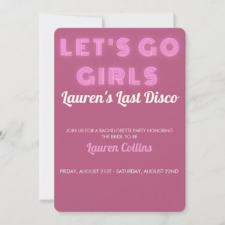 Invitation à la soirée de bachelorette de la disco