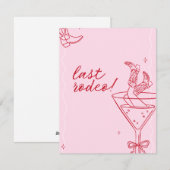 Invitation à la soirée de bachelorette du dernier  (Devant / Derrière)