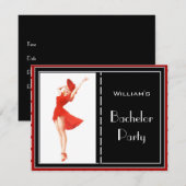 Invitation à la soirée de Bachelorette Rouge Noir  (Devant / Derrière)