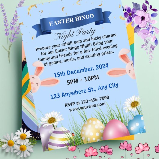 Invitation à la soirée de Bingo de Pâques illustré