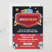 Invitation à la soirée de bingo noir et rouge (Devant)