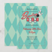 Invitation à la soirée de bowling avec logo rétro (Devant / Derrière)