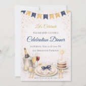 Invitation à la soirée de célébration Bleu Or (Devant)