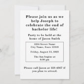 Invitation à la soirée de célibataire (Dos)