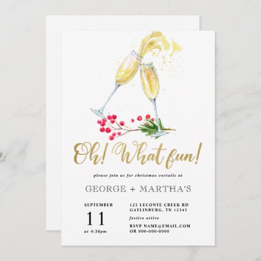 Invitation à la soirée de cocktail de Noël (Devant / Derrière)