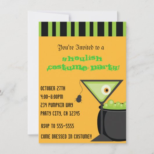 Invitation à la soirée de cocktail Martini araigné (Devant)