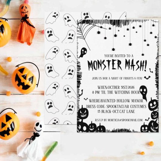 Invitation à la soirée de costumes d'Halloween Mon
