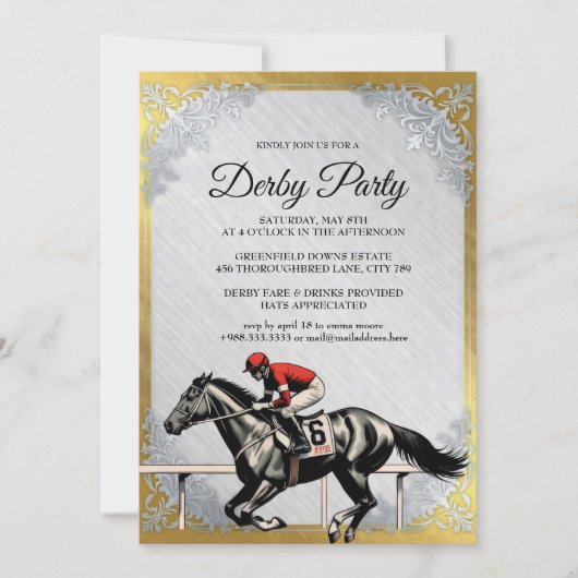 Invitation à la soirée de courses hippiques Gold D (Devant)