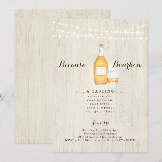 Invitation à la soirée de dégustation de Bourbon (Devant / Derrière)