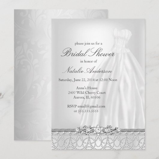 Invitation à la soirée de douche de mariée Robe de (Devant / Derrière)